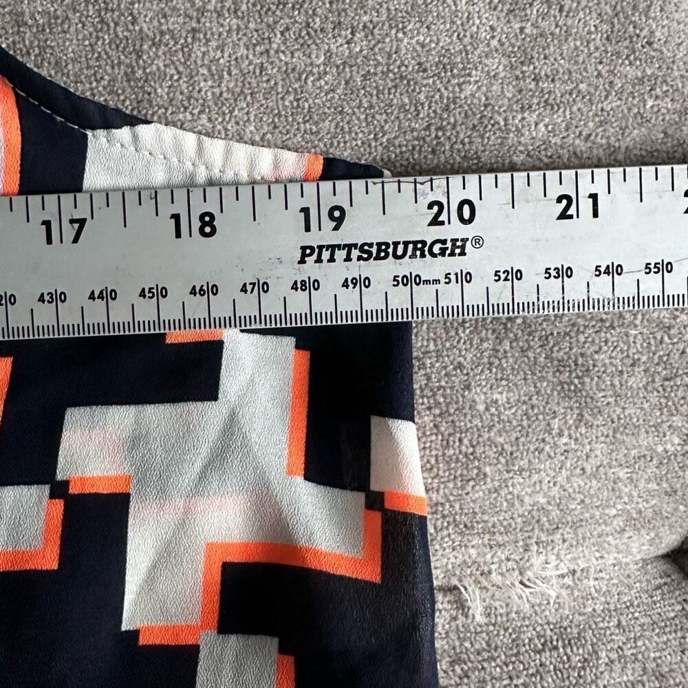 Papermoon Sleeveless Tunic Top Womens L‎ Navy White Orange Breezy Geometric - Picture 8 of 9